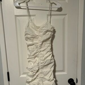 Zara Ivory Ruched Mini Dress